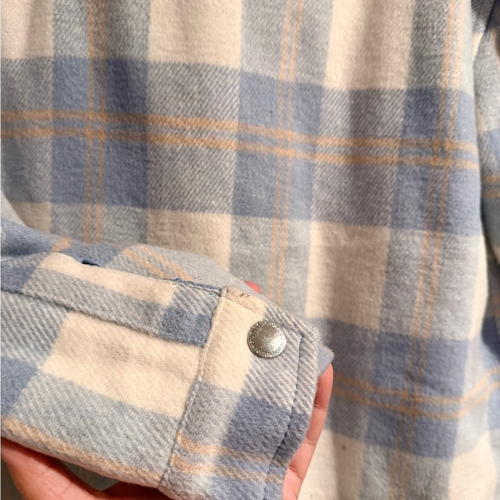 Jou Jou Blue and Cream Plaid Shirt Jacket - Picture 7 of 8